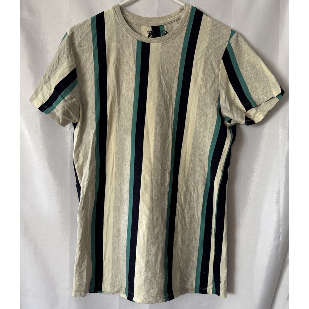 San Francisco Work Shirts Mens Short Sleeve Striped Size M Cotton